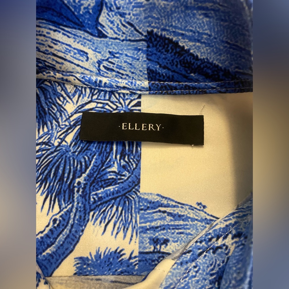 Ellery silk Blue and White Dinosaur Print Shirt - Picture 9 of 16